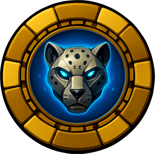 Change the image of a shield in the center into a robotic cheetah head.