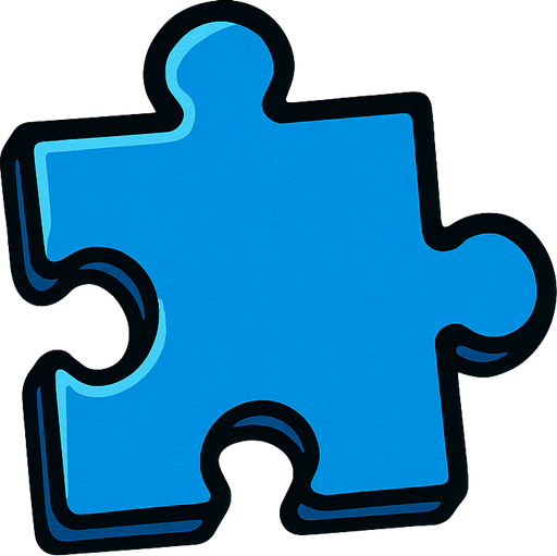 Puzzle peice blue.
In-Game asset.  2d.  High contrast.  No shadows