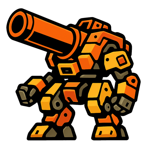 artilleryBot.
In-Game asset.  2d.  High contrast.  No shadows