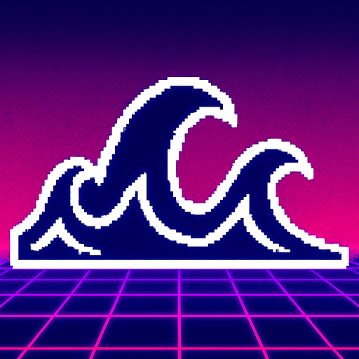 The outline of a peaked set of waves. White colour. 80s arcade machine graphics.
In-Game asset.  2d.  High contrast.  No shadows