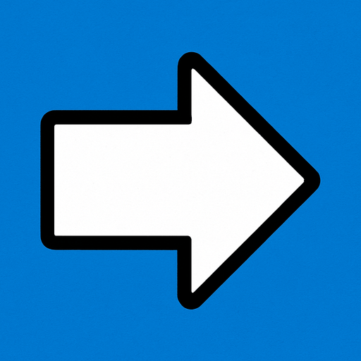 White arrowwith black outline. Blue background..
In-Game asset.  2d.  High contrast.  No shadows.
In-Game asset.  2d.  High contrast.  No shadows