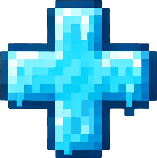 + işareti buz şeklinde pizel art.
In-Game asset.  2d.  High contrast.  No shadows