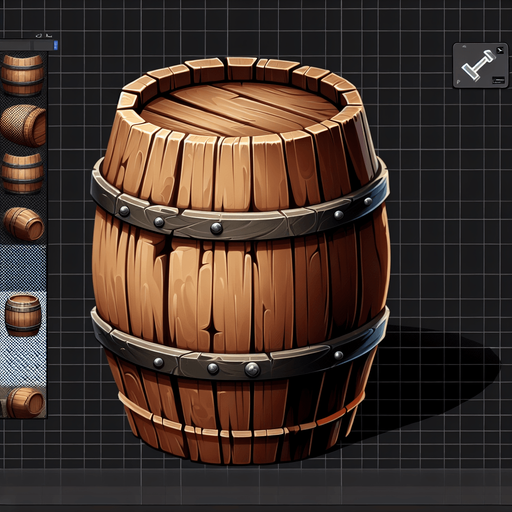 western barrel.
Single Game Texture. In-Game asset. 2d. Blank background. High contrast. No shadows.