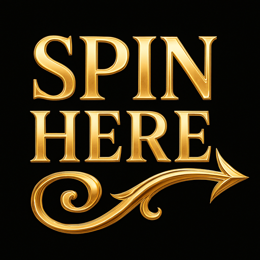 Crea un asset visual para una indicación de acción que diga 'Spin Here' con una flecha decorativa señalando a la derecha.

Objetivo: Guiar al usuario a un botón de giro o a una zona interactiva, con un toque de lujo y dinamismo.

Diseño:

Texto: La frase 'Spin Here' en una tipografía de casino elegante, clara y legible. El texto debe ser prominente.

Color del Texto: Dorado brillante o plateado pulido, con reflejos sutiles.

Flecha: Una flecha que apunte claramente hacia la derecha.

Estilo de la Flecha: Debe tener un diseño ligeramente 'enredado' o 'enrollado', como si fuera una cinta de oro o un elemento de filigrana que se desenrolla para formar la flecha. No debe ser una flecha simple y recta.

Color de la Flecha: Dorado brillante o plateado pulido, a juego con el texto.

Efectos: Sutiles brillos y sombras para darle volumen y un aspecto metálico.

Composición: El texto 'Spin Here' y la flecha deben estar visualmente conectados, formando un solo asset cohesivo. La flecha puede sali.
In-Game asset.  2d.  High contrast.  No shadows