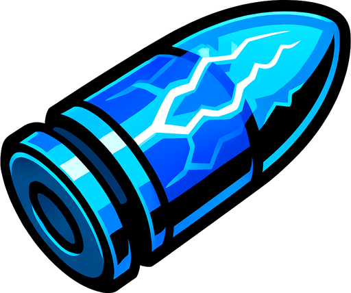 Bala electrica futurista.
In-Game asset.  2d.  High contrast.  No shadows