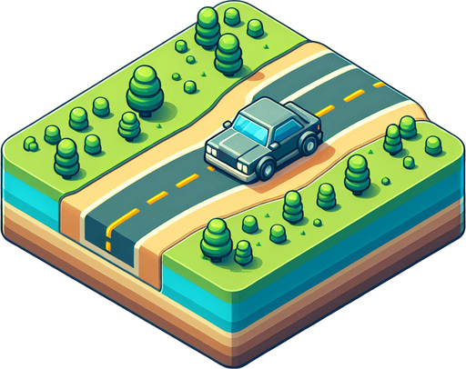 Road 
Car.
Single Game Texture. In-Game asset. 2d. Blank background. High contrast. No shadows.