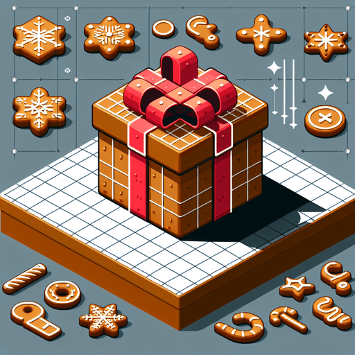 A big gingerbread christmas gift, isometric view Single Game Texture. In-Game asset. 2d. Blank background. High contrast. No shadows.