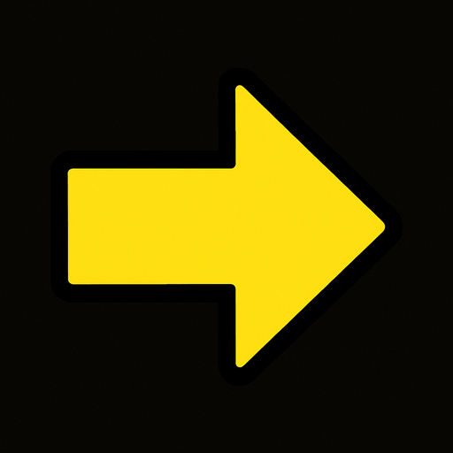 Flecha amarilla apuntando a la derecha.
In-Game asset.  2d.  High contrast.  No shadows