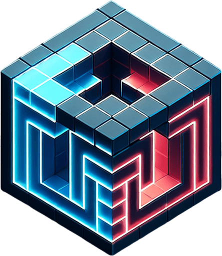 A square app store icon with rounded edges, designed for a Cube Cracking app. The icon features an isometric Rubik's cube in the center, with one side glowing in simple neon blue lines, inspired by Tron, and the opposite side subtly tinted red, with minimal cracks to suggest corruption. The background is a clean gradient of dark grey to black, with a faint glow emanating from the cube's edges. The design remains sleek and minimal, focusing on the contrast between the orderly blue side and the corrupted red side.
Single Game Texture. In-Game asset. 2d. Blank background. High contrast. No shadows.