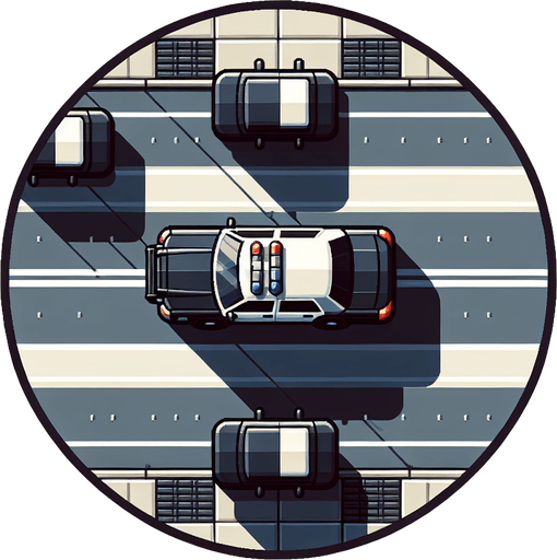 top down trafic car cop
Single Game Texture.  In-Game asset.  2d.  Blank background.  High contrast.  No shadows