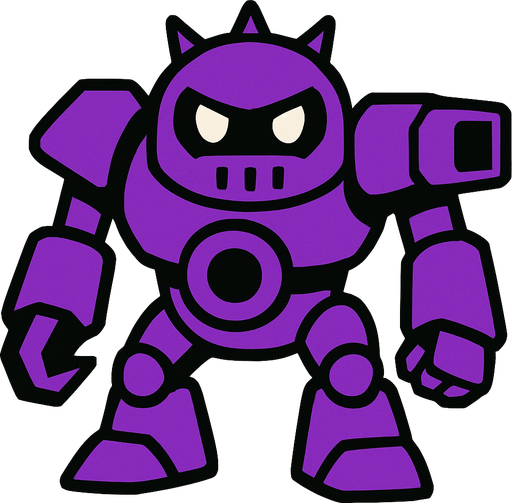 purple robot enemy.
In-Game asset.  2d.  High contrast.  No shadows