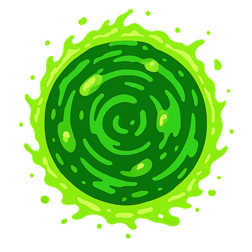 green round portal made of green portal fuid.
In-Game asset.  2d.  High contrast.  No shadows