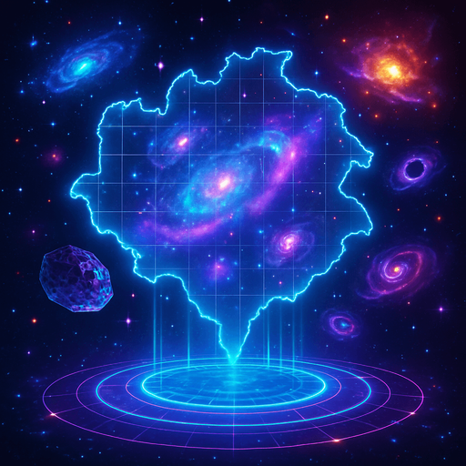 3d hologram neon cyberpunk starlight magick galaxy overlay projection asteroid starfield  magical dimension videogame Map outerspace magical mystical cosmic colorful glowing scene blackholes supernovas nebulas galaxies universe background scene