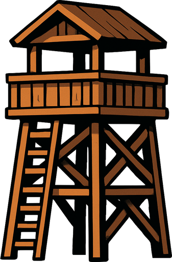 Wooden Guard Tower.
In-Game asset.  2d.  High contrast.  No shadows