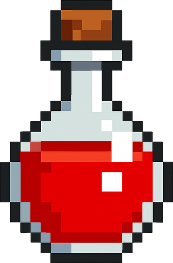 life potion.
In-Game asset.  2d.  High contrast.  No shadows. pixel