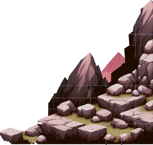mountain rocks.
Single Game Texture. In-Game asset. 2d. Blank background. High contrast. No shadows.