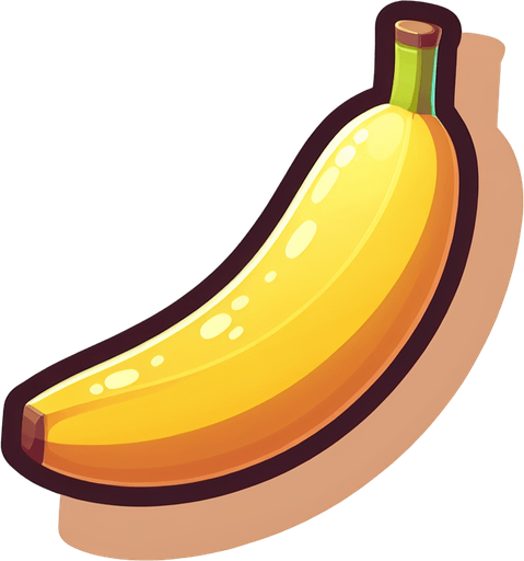 banana.
Single Game Texture.  In-Game asset.  2d.  Blank background.  High contrast.  No shadows