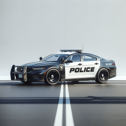 Photorealistic police car. profile view.