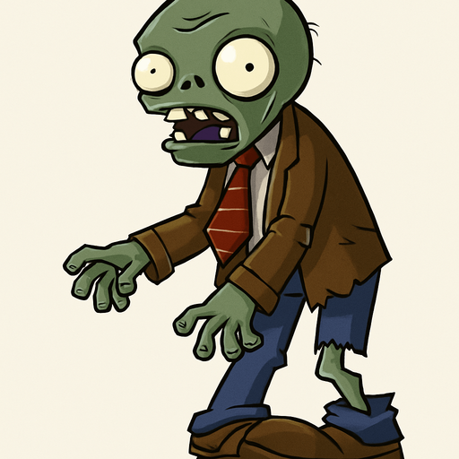 Zombie básico del videojuego plantas vs zombies.
In-Game asset.  No shadows
