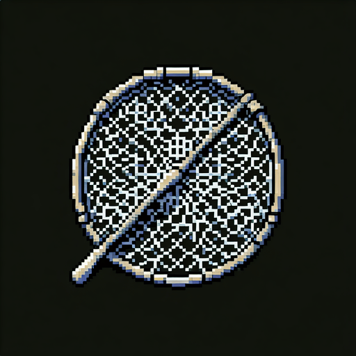 8-bit art style circular fishing net without a handle..
8-bit art style