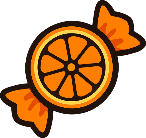 candy orange.
In-Game asset.  2d.  High contrast.  No shadows