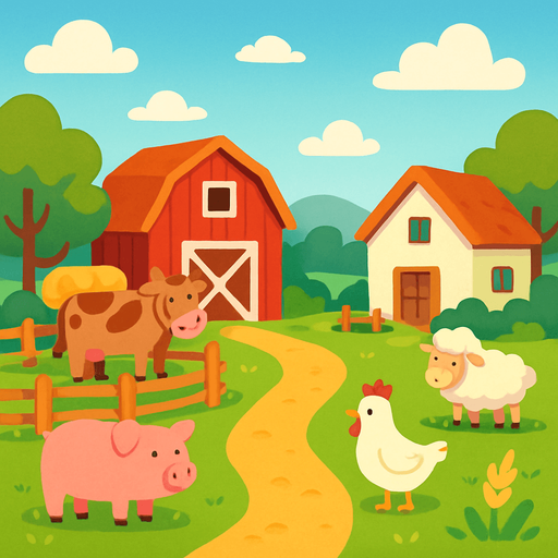 Simple Casual game background animal farm.