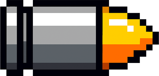 Bullet pixel.
In-Game asset.  2d.  High contrast.  No shadows