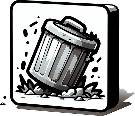 Cartoon overflowing trash can, game asset, floating
Single Game Texture. In-Game asset. 2d. Blank background. High contrast. No shadows.