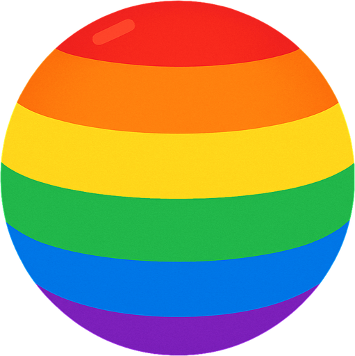 Rainbow ball.
In-Game asset.  2d.  High contrast.  No shadows