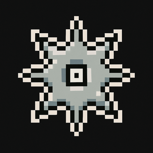pixel shuriken but 8 edges.
In-Game asset.  2d.  High contrast.  No shadows
