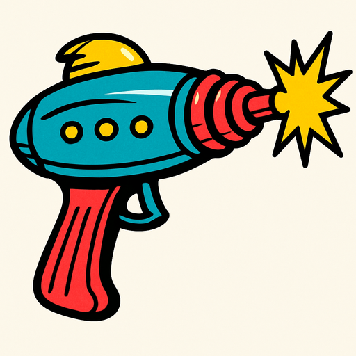 Comic style alien laser gun weapon
In-Game asset.  2d.  High contrast.  No shadows