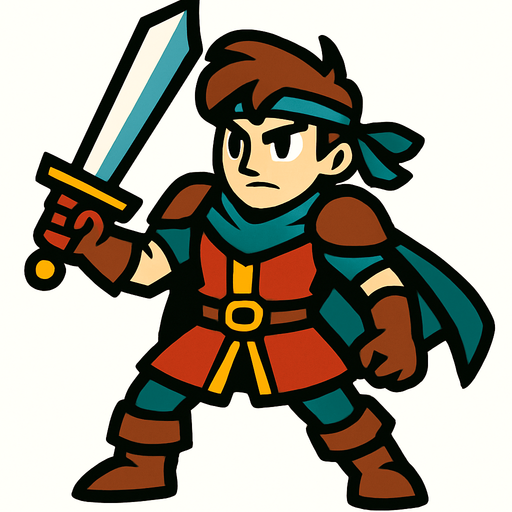swordsman  hero.
In-Game asset.  2d.  High contrast.  No shadows