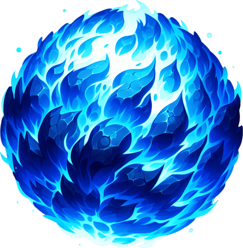 blue fire ball.
Single Game Texture. In-Game asset. 2d. Blank background. High contrast. No shadows.