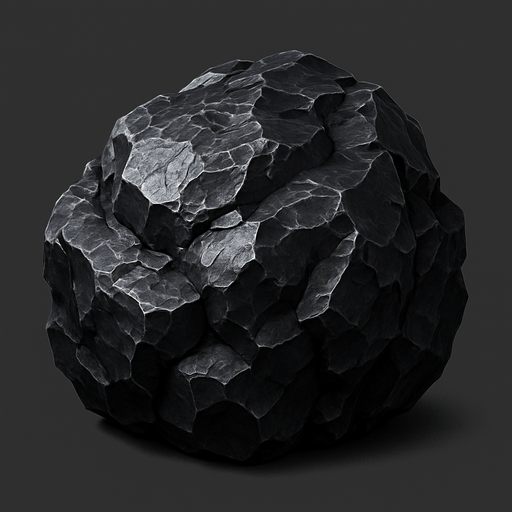 una roca de carbon.
In-Game asset.  High contrast.  No shadows. 3D