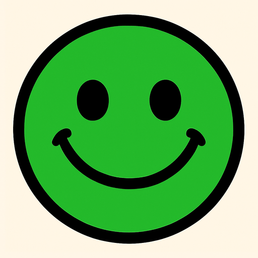 green circle with smile.
In-Game asset.  2d.  High contrast.  No shadows