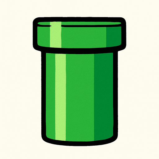 yeşil boru.
In-Game asset.  2d.  High contrast.  No shadows