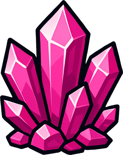 Pack of crystals, pink color
In-Game asset.  2d.  High contrast.  No shadows