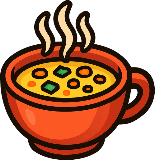 Soupe.
In-Game asset.  2d.  High contrast.  No shadows