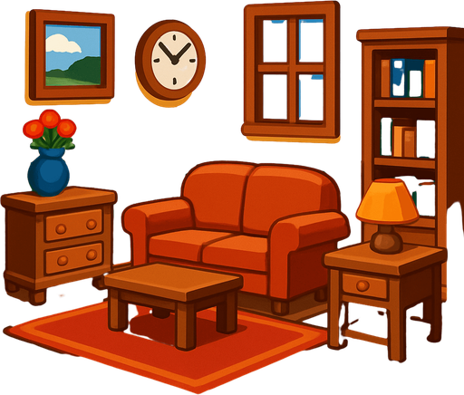 Classic Room.
In-Game asset.  High contrast.  No shadows. 3D
