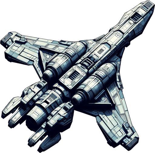 space ship facing up.
Single Game Texture.  In-Game asset.  2d.  Blank background.  High contrast.  No shadows