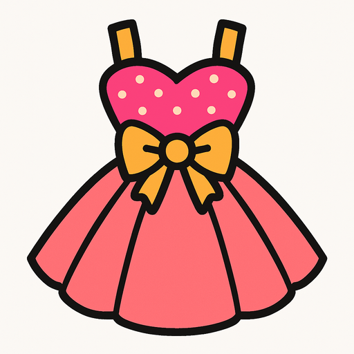 cute designer dress top view..
In-Game asset.  2d.  High contrast.  No shadows