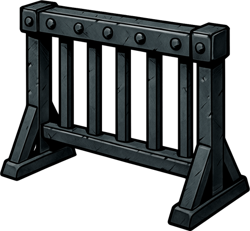 iron barricade.
In-Game asset.  2d.  High contrast.  No shadows
