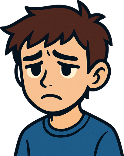 The character is a little boy that is sad and 17 years old.
In-Game asset.  2d.  High contrast.  No shadows. Kid