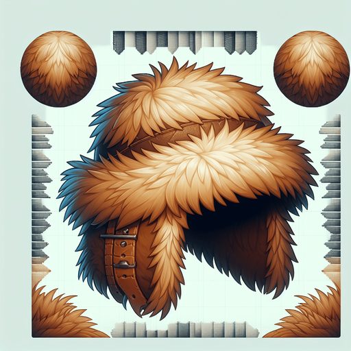 Wolf skin hat.
Single Game Texture.  In-Game asset.  2d.  Blank background.  High contrast.  No shadows