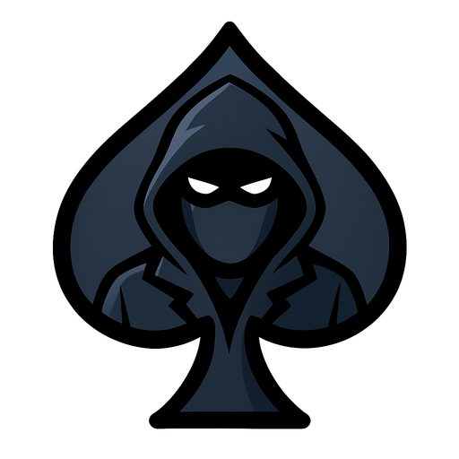 Just the spade from this picture with an icon of a cartoon spy with a hood and a mask on in the center of the spade.