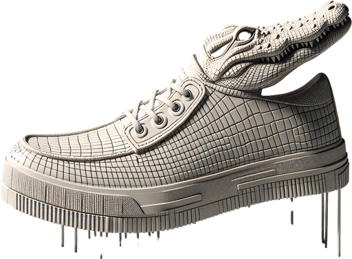 one gator shoe side view.
Single Game Texture.  In-Game asset.  2d.  Blank background.  High contrast.  No shadows