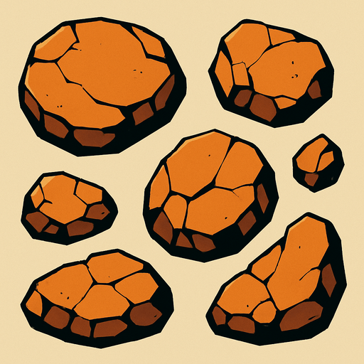 üstten bakılan kaya parçaları.
In-Game asset.  2d.  High contrast.  No shadows