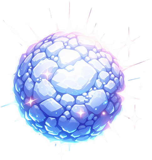 snow ball with shining effects single.
Single Game Texture.  In-Game asset.  2d.  Blank background.  High contrast.  No shadows