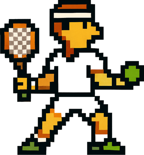 pixelart tennis player looking to the right.
In-Game asset.  2d.  High contrast.  No shadows