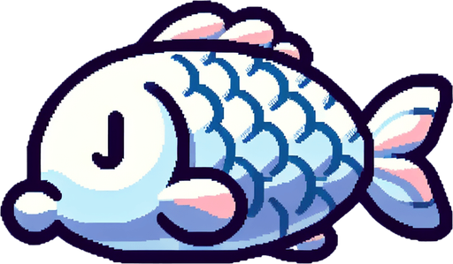 A sleeping fish.
Single Game Texture.  In-Game asset.  2d.  Blank background.  High contrast.  No shadows